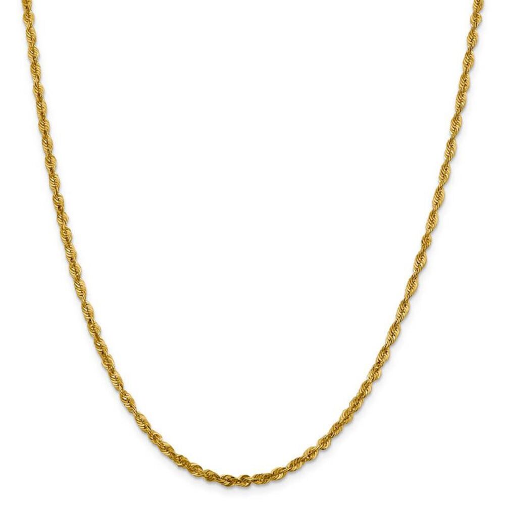 3mm 10k Yellow Gold Diamond Cut Hollow Rope Chain Necklace, 18 Inch - Picture 3 of 8